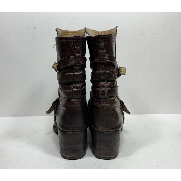 Frye Vera Strappy Engineer Boots Women’s Size 8.5 76520 Brown Leather - Picture 4 of 8